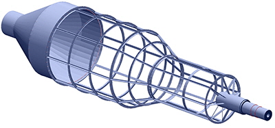 Pyrolysetrommel, Stabmodell Pyrolysetrommel, Stabmodell